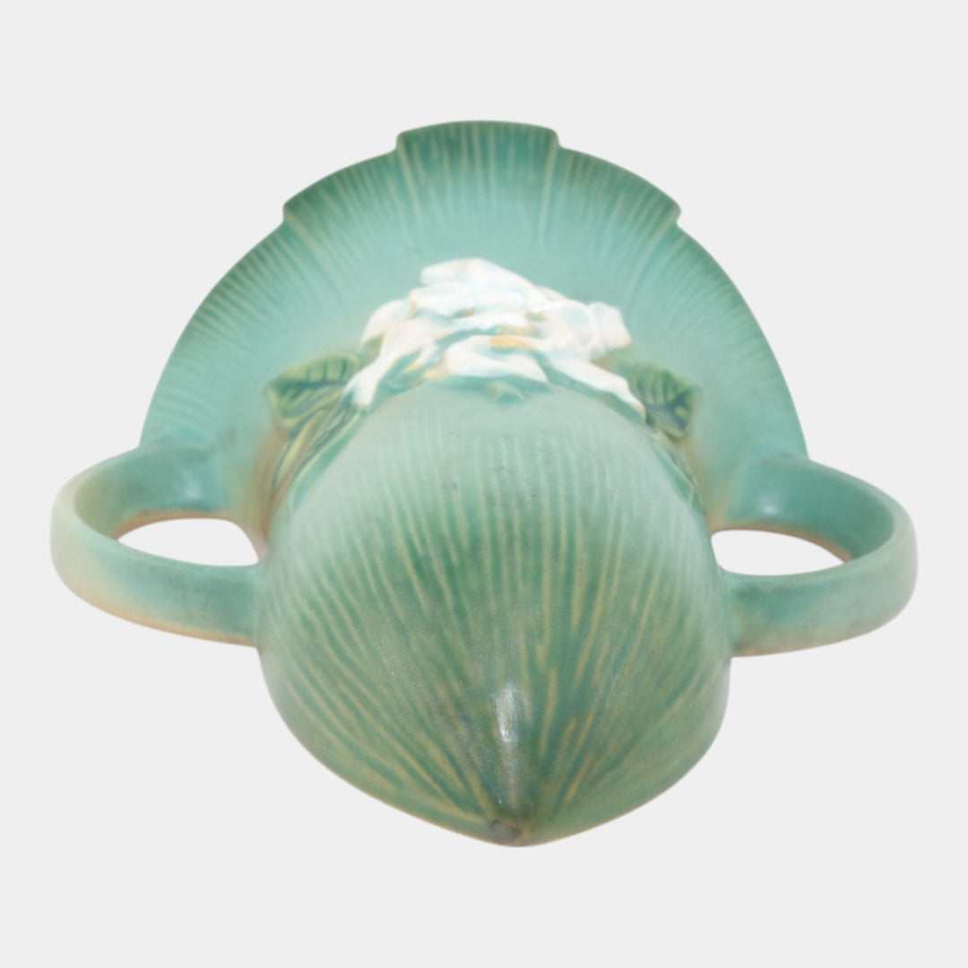 Roseville Gardenia Green 1950 Mid Century Modern Ceramic Wall Pocket 666-8