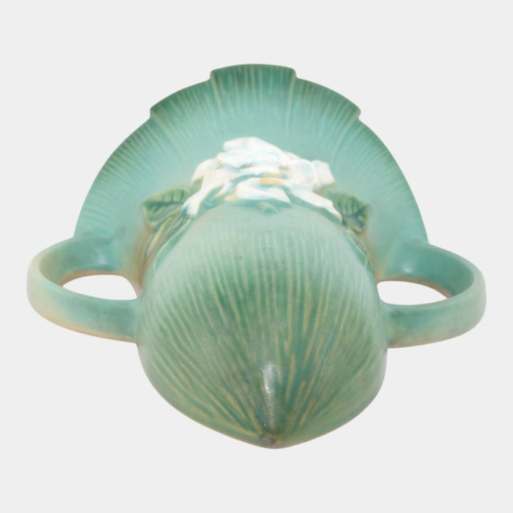 Roseville Gardenia Green 1950 Mid Century Modern Ceramic Wall Pocket 666-8