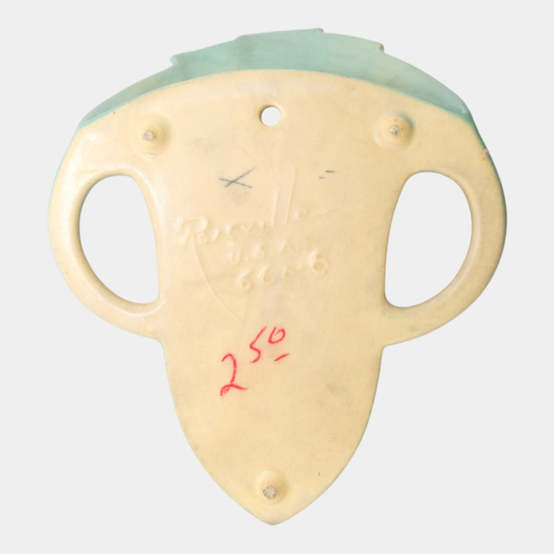 Roseville Gardenia Green 1950 Mid Century Modern Ceramic Wall Pocket 666-8