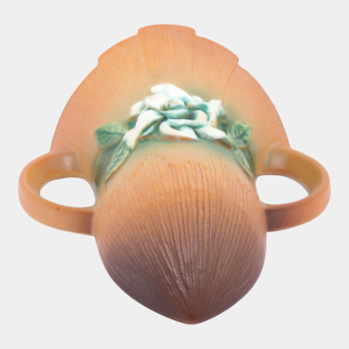 Roseville Gardenia Tan 1950 Mid Century Modern Ceramic Wall Pocket 666-8