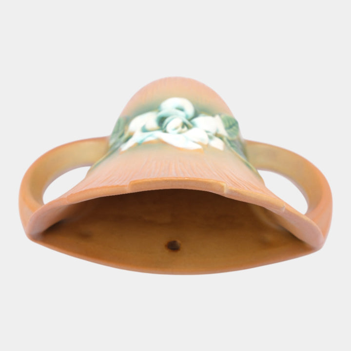 Roseville Gardenia Tan 1950 Mid Century Modern Ceramic Wall Pocket 666-8