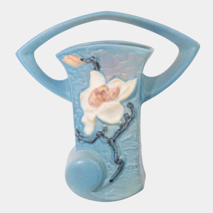 Roseville Magnolia Blue 1943 Vintage Art Pottery Ceramic Wall Pocket 1294-8