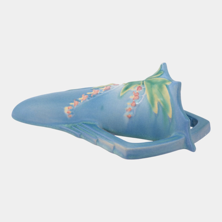 Roseville Bleeding Heart Blue Vintage Art Pottery Ceramic Wall Pocket 1287-8