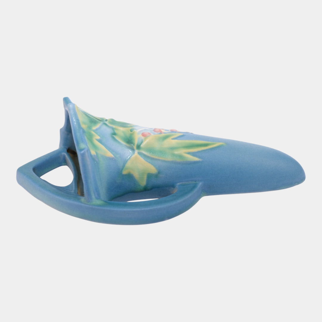 Roseville Bleeding Heart Blue Vintage Art Pottery Ceramic Wall Pocket 1287-8