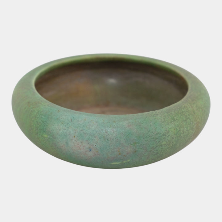 Roseville Early Carnelian Vintage 1916 Pottery Matte Green Arts & Crafts Bowl