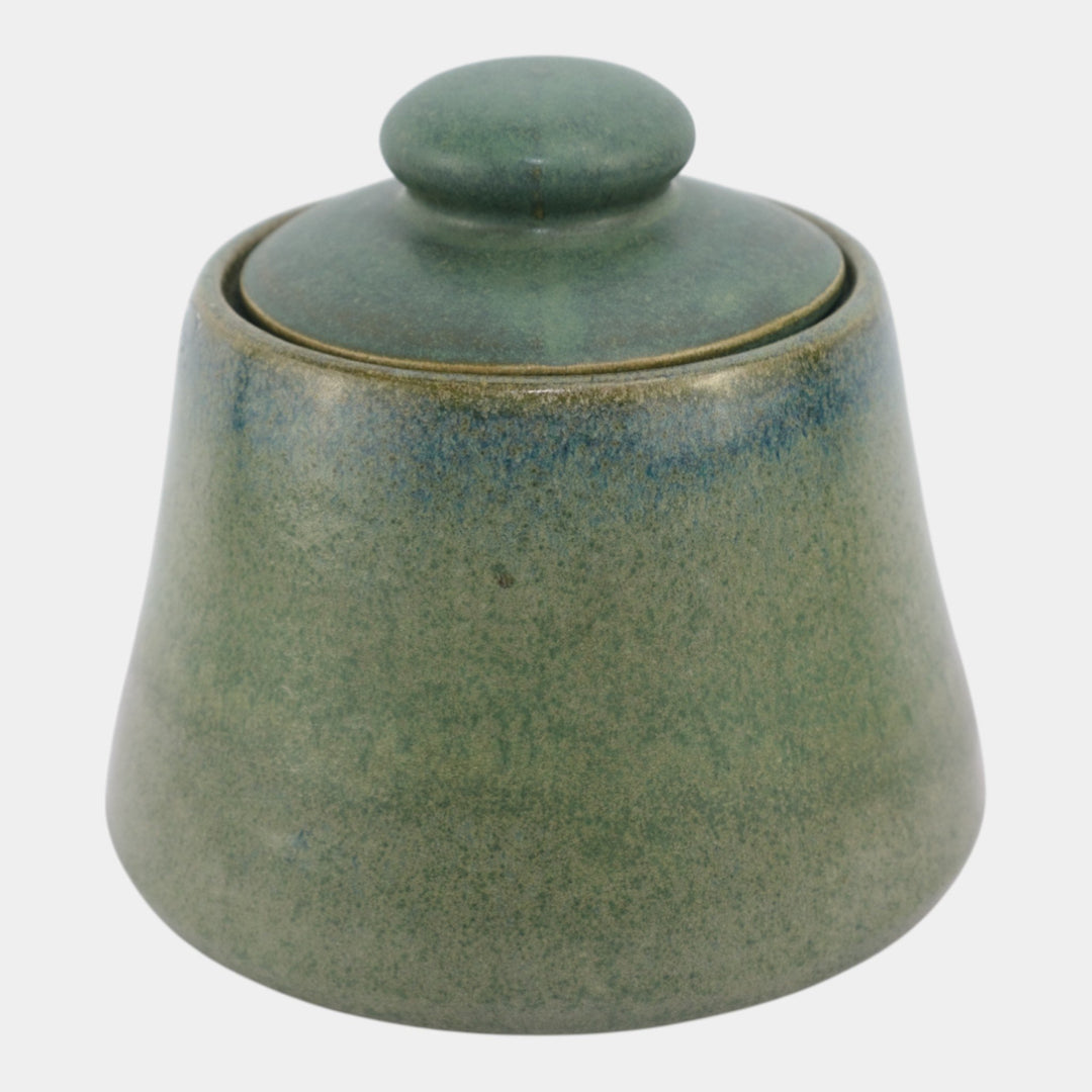 Fulper 1923 Arts And Crafts Pottery Matte Green And Blue Ceramic Lidded Humidor - Just Art Pottery