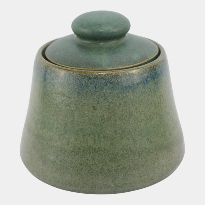 Fulper 1923 Arts And Crafts Pottery Matte Green And Blue Ceramic Lidded Humidor - Just Art Pottery