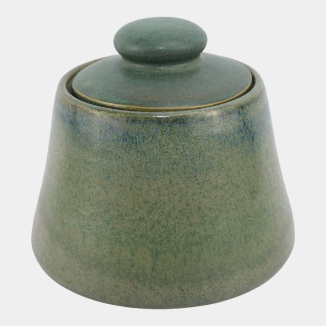 Fulper 1923 Arts And Crafts Pottery Matte Green And Blue Ceramic Lidded Humidor - Just Art Pottery