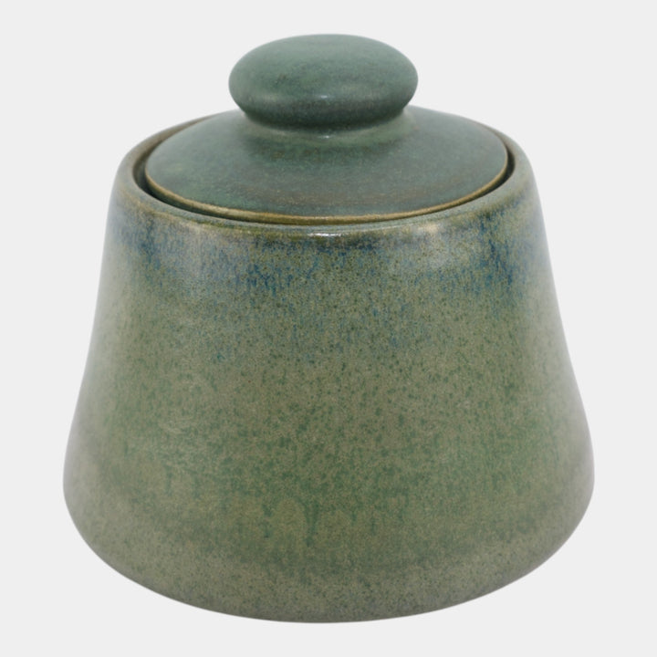 Fulper 1923 Arts And Crafts Pottery Matte Green And Blue Ceramic Lidded Humidor - Just Art Pottery