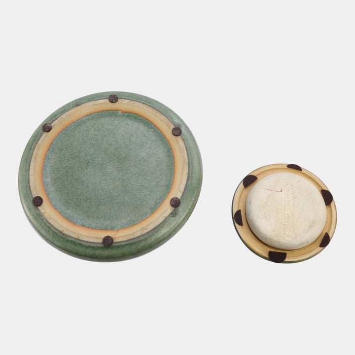 Fulper 1923 Arts And Crafts Pottery Matte Green And Blue Ceramic Lidded Humidor - Just Art Pottery