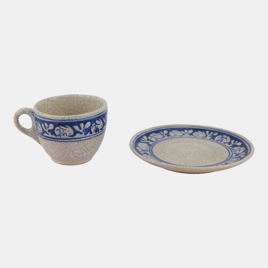 Dedham Pottery 1896-1928 Arts And Crafts Blue White Rabbit Cup and Saucer - Just Art Pottery