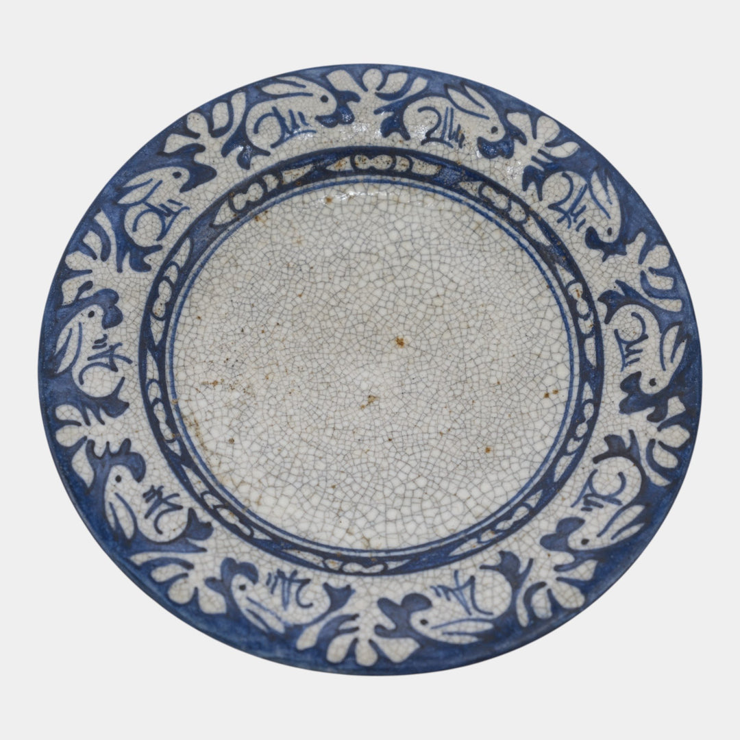 Dedham Pottery 1896-1928 Arts And Crafts Blue Rabbit Ceramic Plate