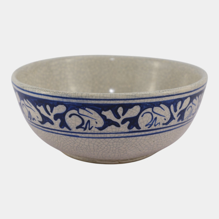 Dedham Pottery 1929-1943 Arts And Crafts Blue White Rabbit Large Ceramic Bowl - Just Art Pottery