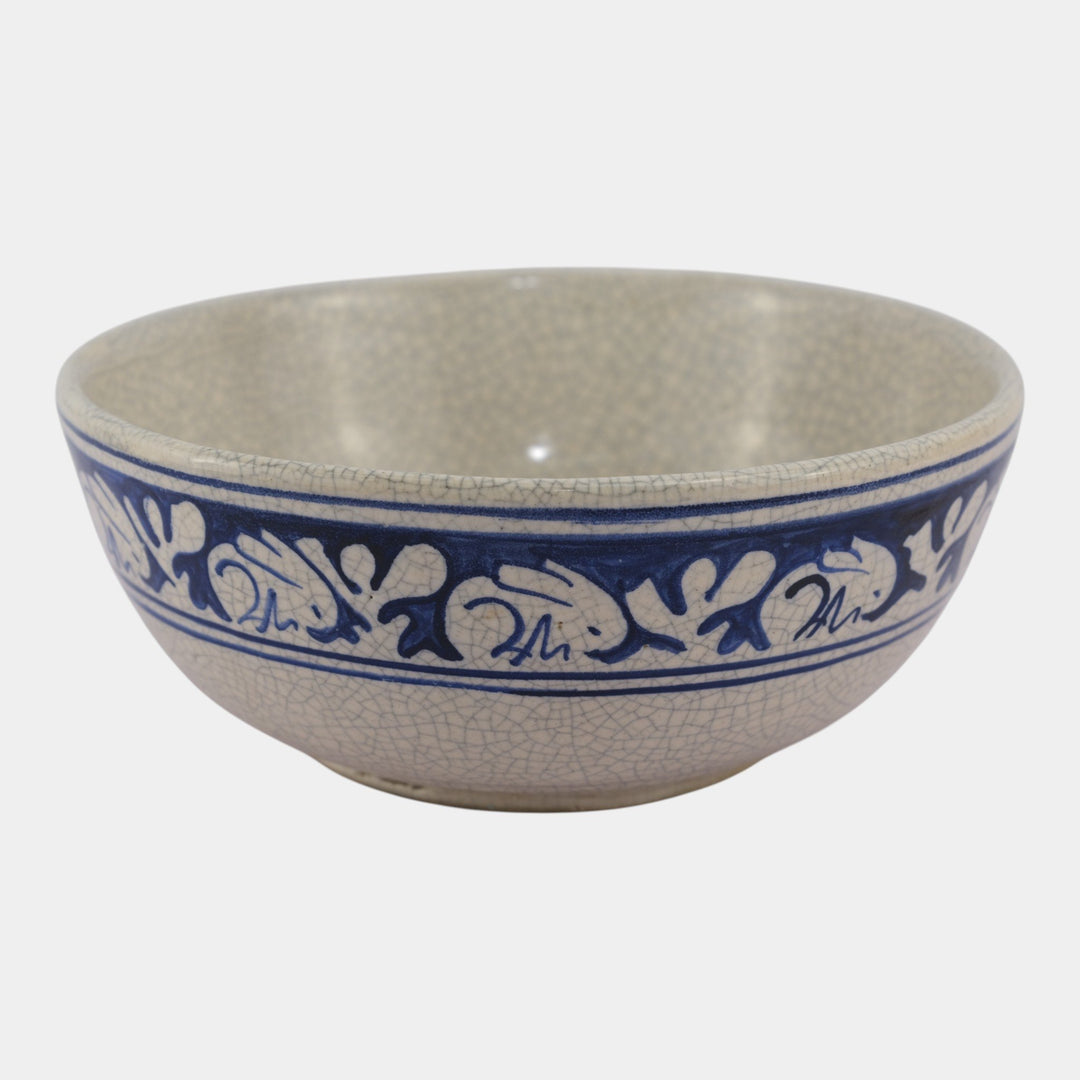 Dedham Pottery 1929-1943 Arts And Crafts Blue White Rabbit Large Ceramic Bowl - Just Art Pottery