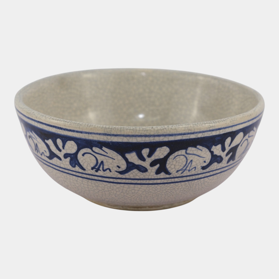 Dedham Pottery 1929-1943 Arts And Crafts Blue White Rabbit Large Ceramic Bowl - Just Art Pottery