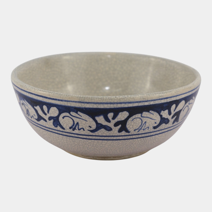 Dedham Pottery 1929-1943 Arts And Crafts Blue White Rabbit Large Ceramic Bowl - Just Art Pottery