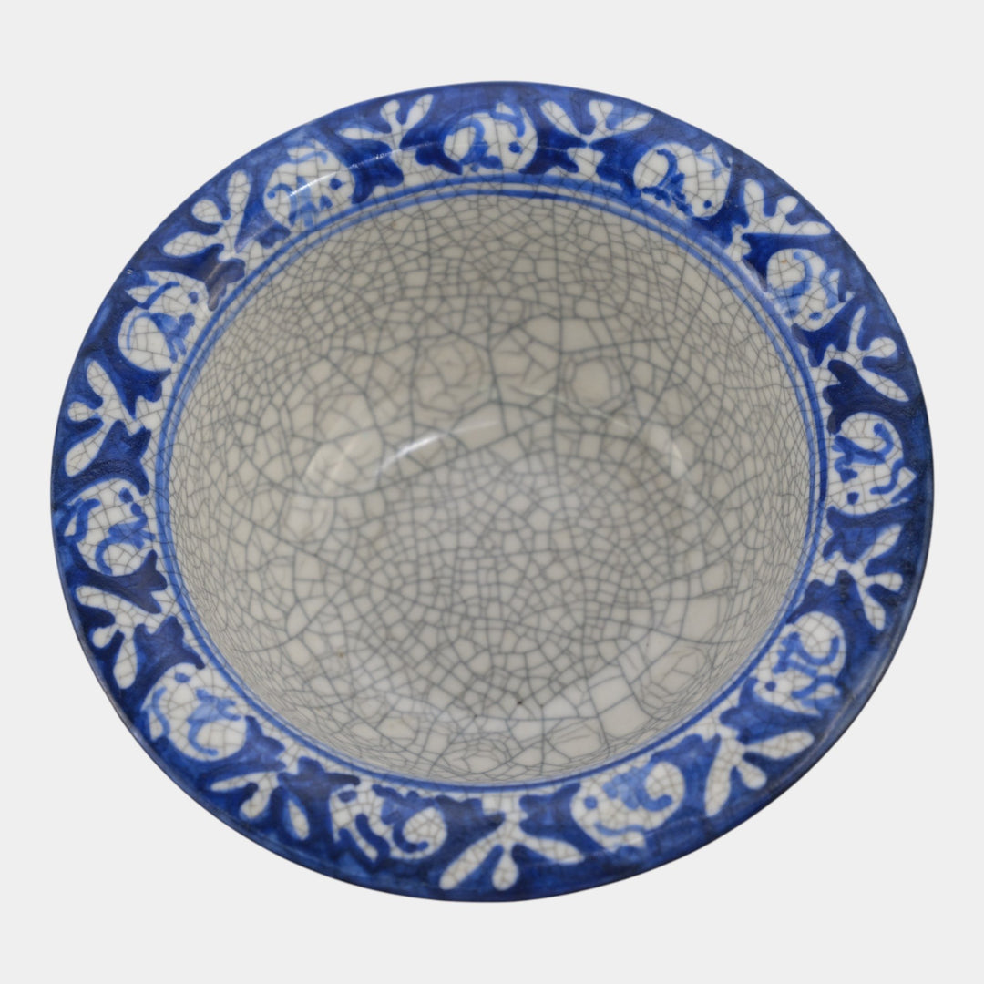 Dedham Pottery 1896-1928 Arts And Crafts Blue Rabbit Ceramic Flared Rim Bowl