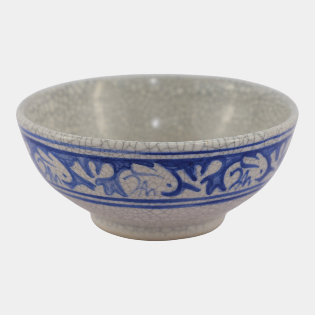 Dedham Pottery 1896-1928 Arts And Crafts Blue Rabbit Ceramic Finger Bowl