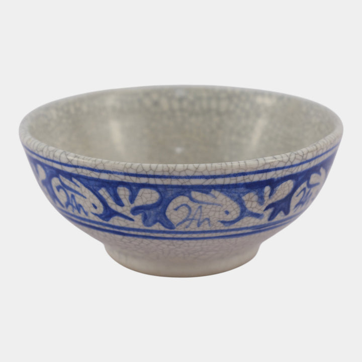 Dedham Pottery 1896-1928 Arts And Crafts Blue Rabbit Ceramic Finger Bowl