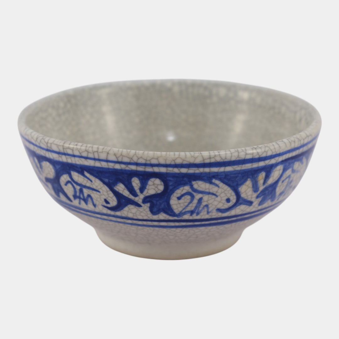 Dedham Pottery 1896-1928 Arts And Crafts Blue Rabbit Ceramic Finger Bowl