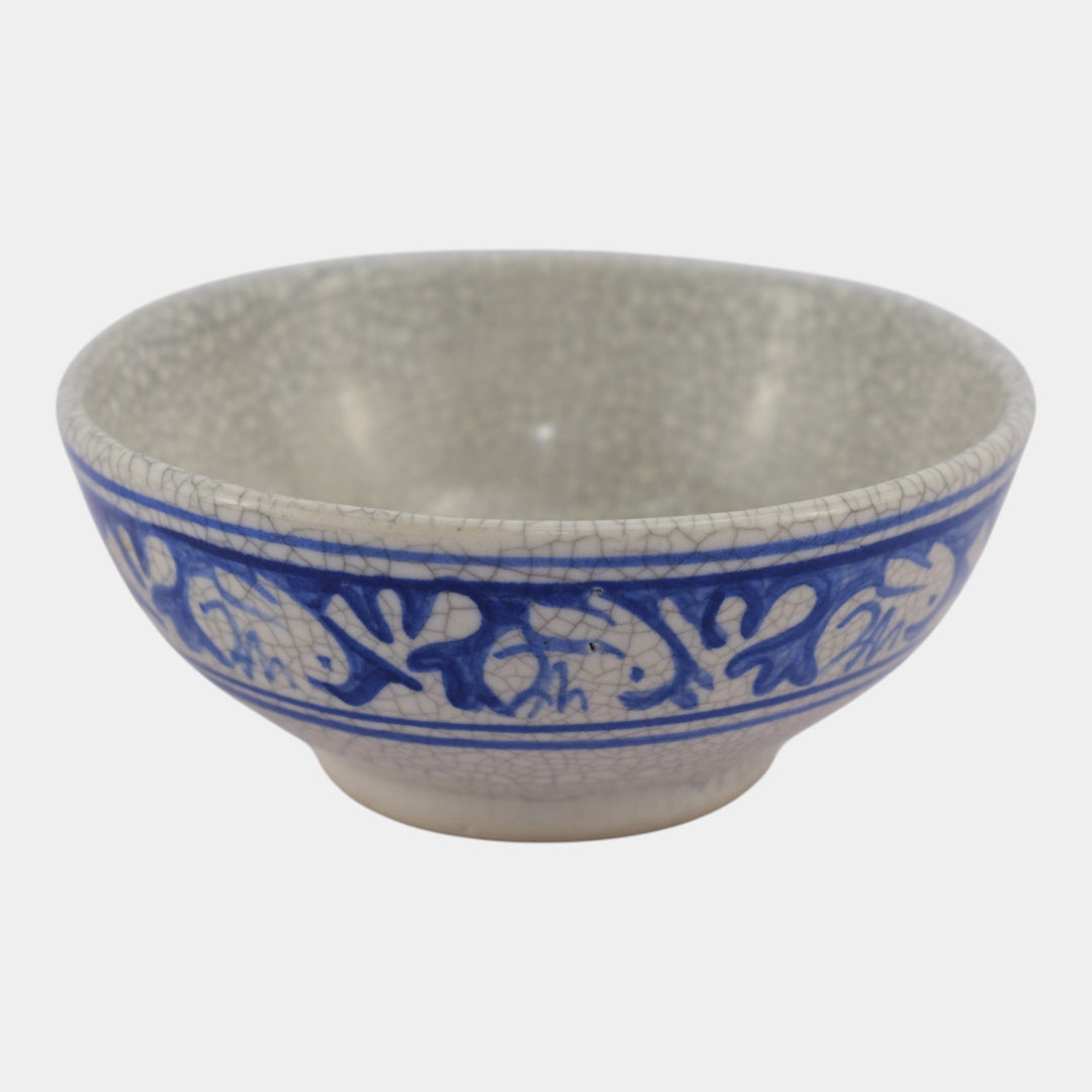 Dedham Pottery 1896-1928 Arts And Crafts Blue Rabbit Ceramic Finger Bowl
