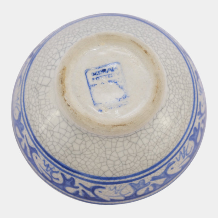 Dedham Pottery 1896-1928 Arts And Crafts Blue Rabbit Ceramic Finger Bowl