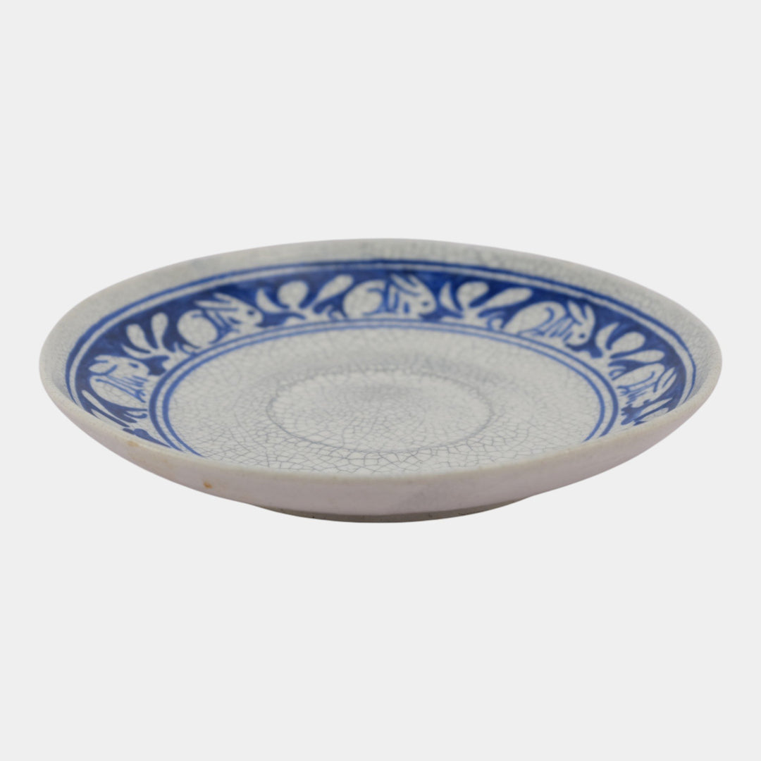 Dedham Pottery 1896-1928 Arts And Crafts Blue White Rabbit Ceramic Saucer Plate - Just Art Pottery