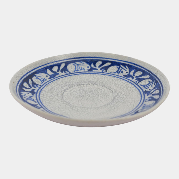 Dedham Pottery 1896-1928 Arts And Crafts Blue White Rabbit Ceramic Saucer Plate - Just Art Pottery