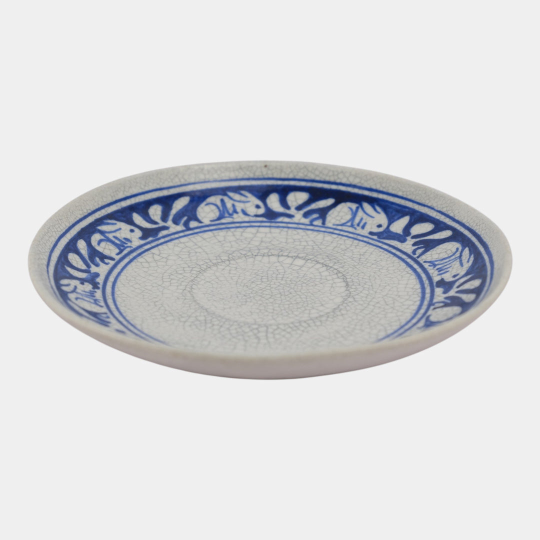 Dedham Pottery 1896-1928 Arts And Crafts Blue White Rabbit Ceramic Saucer Plate - Just Art Pottery