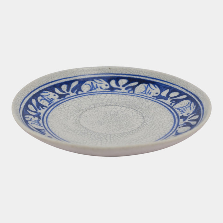 Dedham Pottery 1896-1928 Arts And Crafts Blue White Rabbit Ceramic Saucer Plate - Just Art Pottery