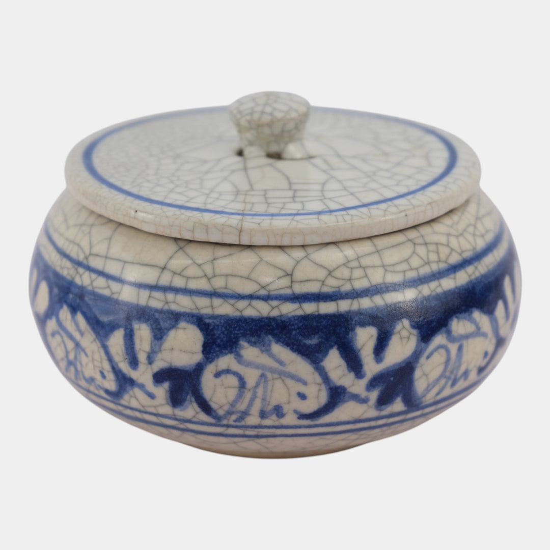 Dedham Pottery 1929-1943 Arts And Crafts Blue Rabbit Ceramic Lidded Sugar Bowl - Just Art Pottery