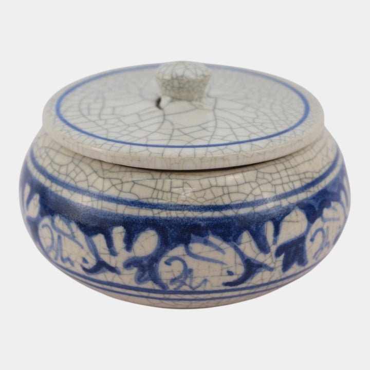 Dedham Pottery 1929-1943 Arts And Crafts Blue Rabbit Ceramic Lidded Sugar Bowl - Just Art Pottery