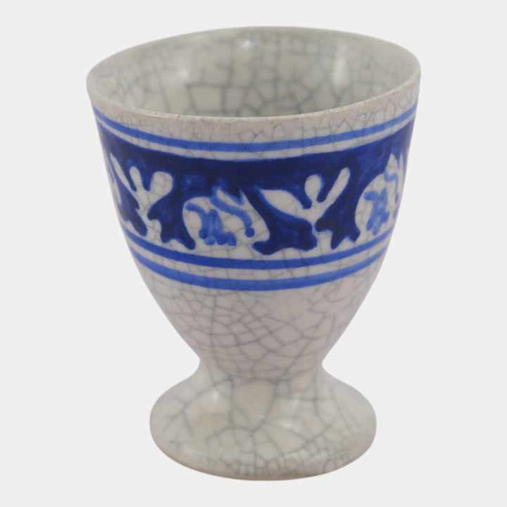 Dedham Pottery 1896-1928 Arts And Crafts Blue Rabbit Ceramic Egg Cup - Just Art Pottery