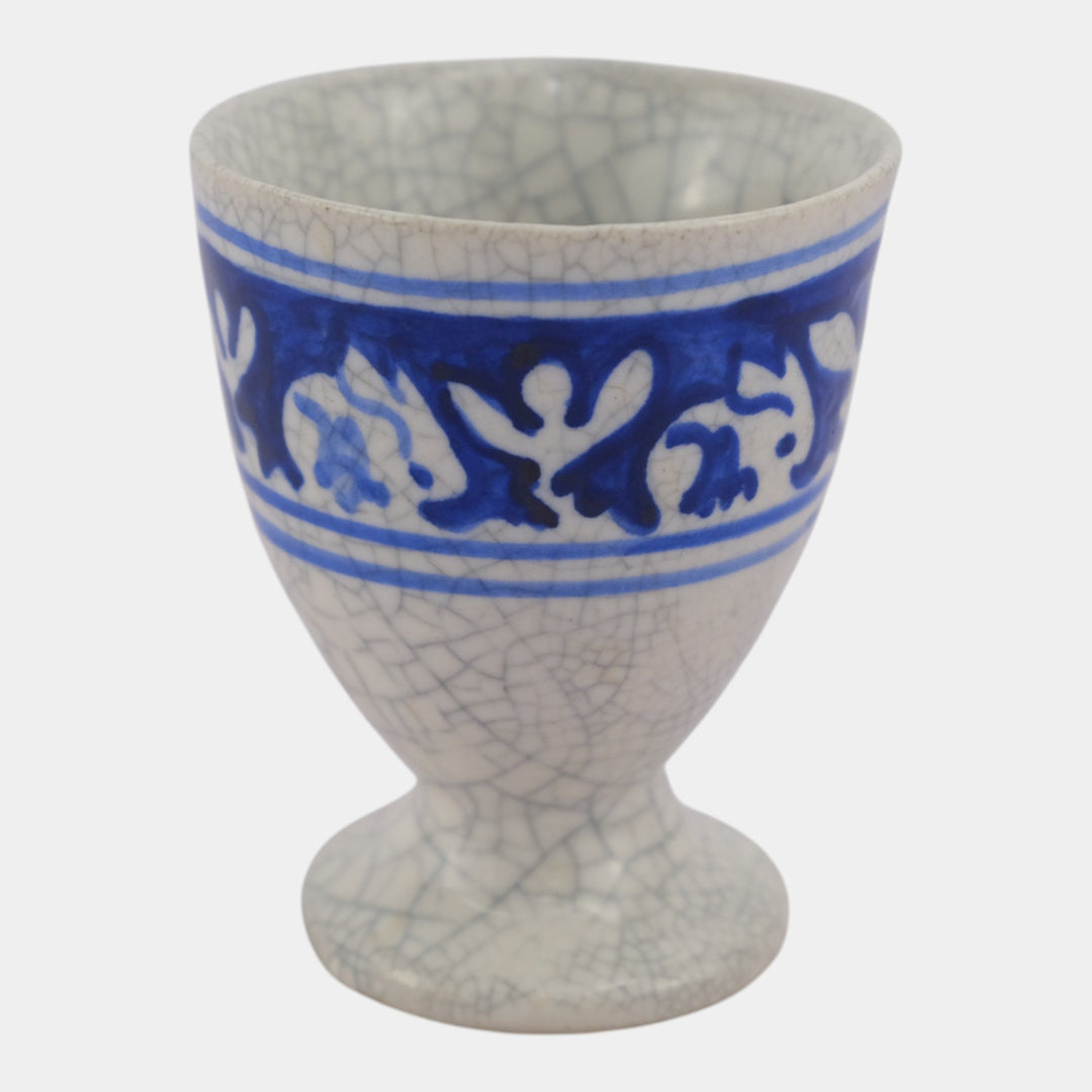 Dedham Pottery 1896-1928 Arts And Crafts Blue Rabbit Ceramic Egg Cup - Just Art Pottery