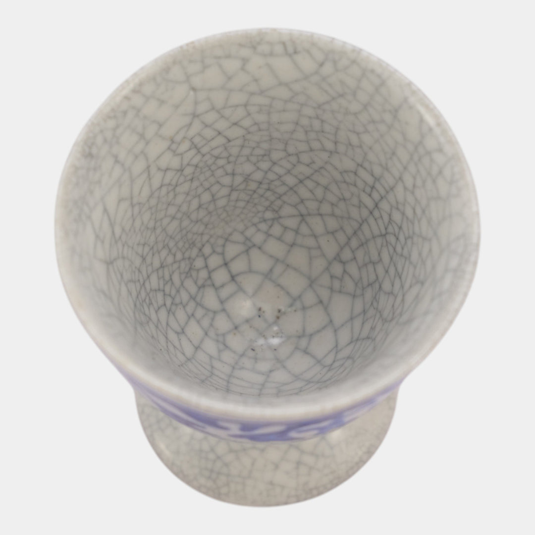 Dedham Pottery 1896-1928 Arts And Crafts Blue Rabbit Ceramic Egg Cup - Just Art Pottery