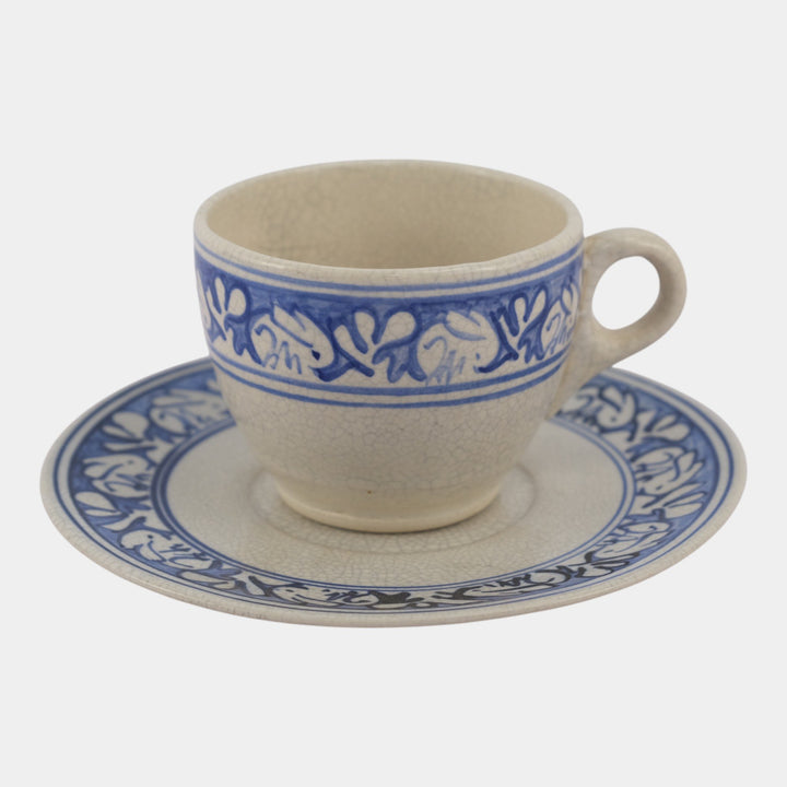 Dedham Pottery 1929-1943 Arts And Crafts Blue Rabbit Ceramic Cup and Saucer - Just Art Pottery