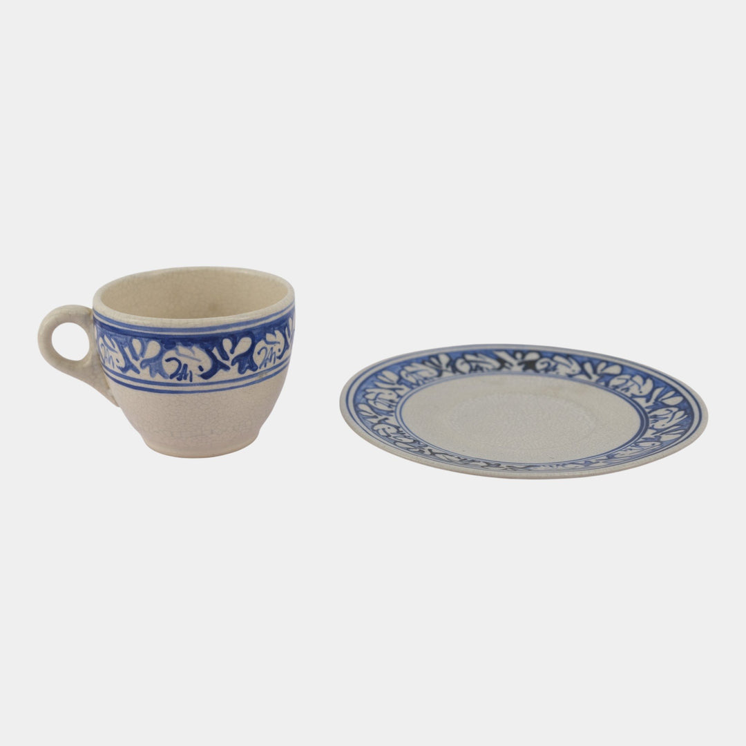 Dedham Pottery 1929-1943 Arts And Crafts Blue Rabbit Ceramic Cup and Saucer - Just Art Pottery