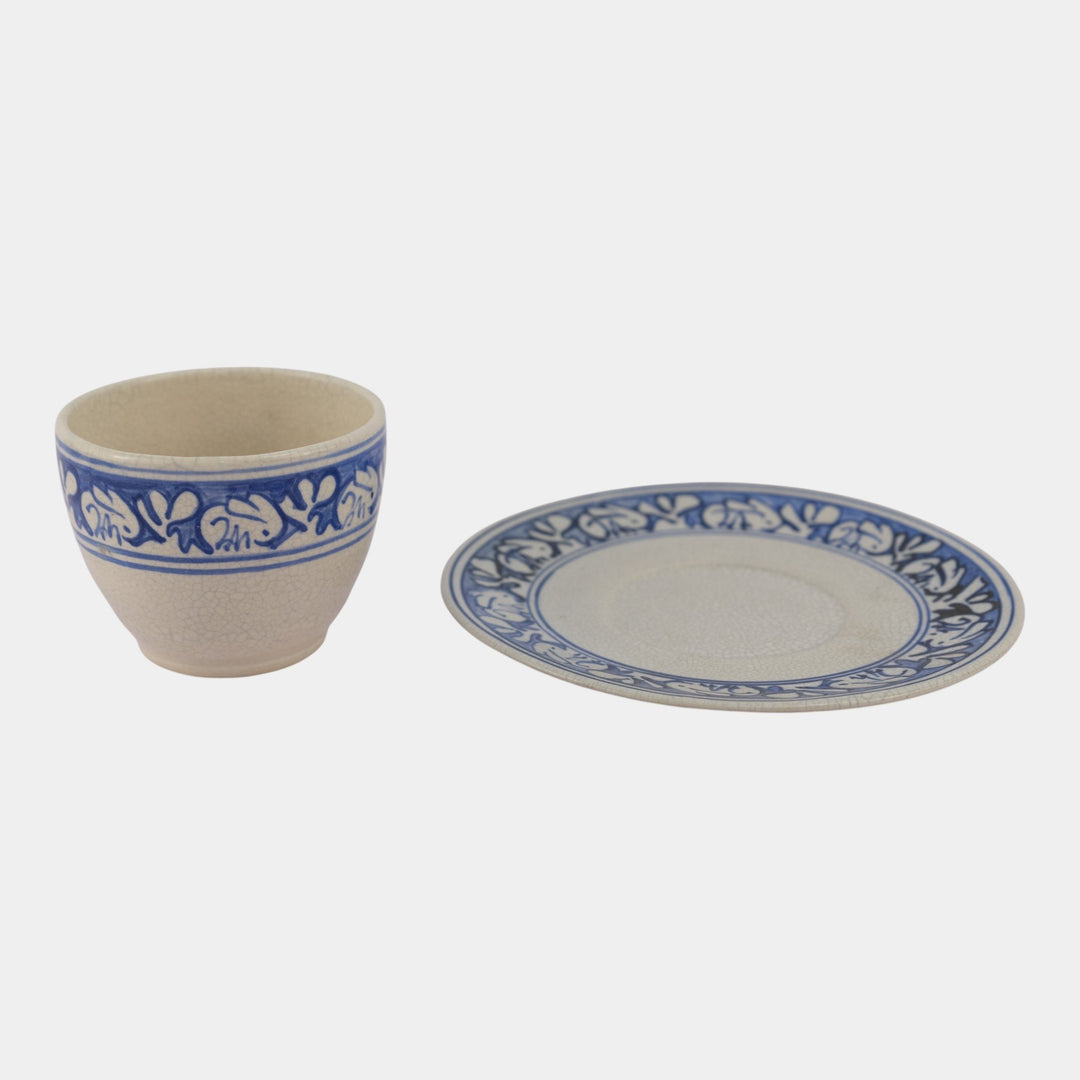 Dedham Pottery 1929-1943 Arts And Crafts Blue Rabbit Ceramic Cup and Saucer - Just Art Pottery