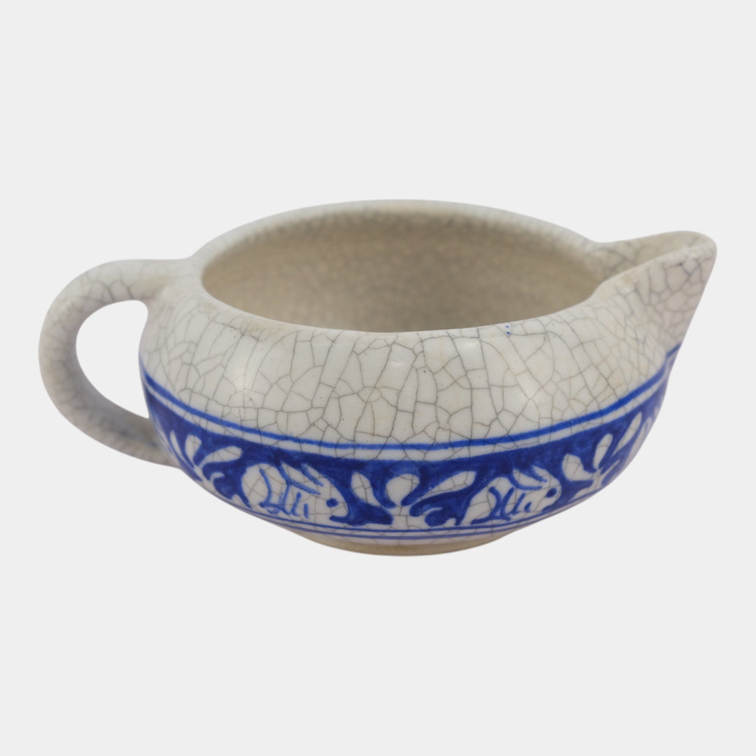 Dedham Pottery 1896-1928 Arts And Crafts Blue Rabbit Ceramic Creamer - Just Art Pottery