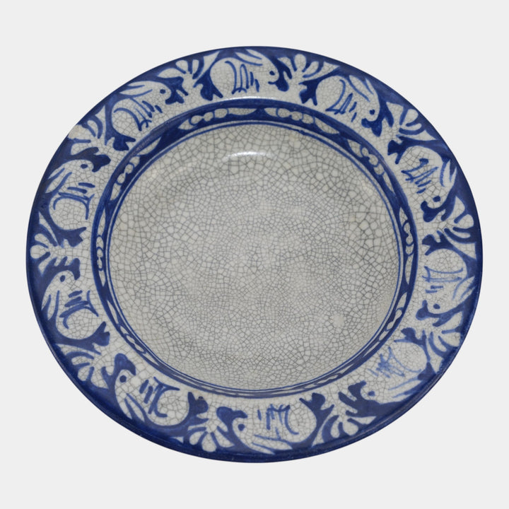 Dedham Pottery 1896-1928 Arts And Crafts Blue Rabbit Large Ceramic Serving Bowl - Just Art Pottery