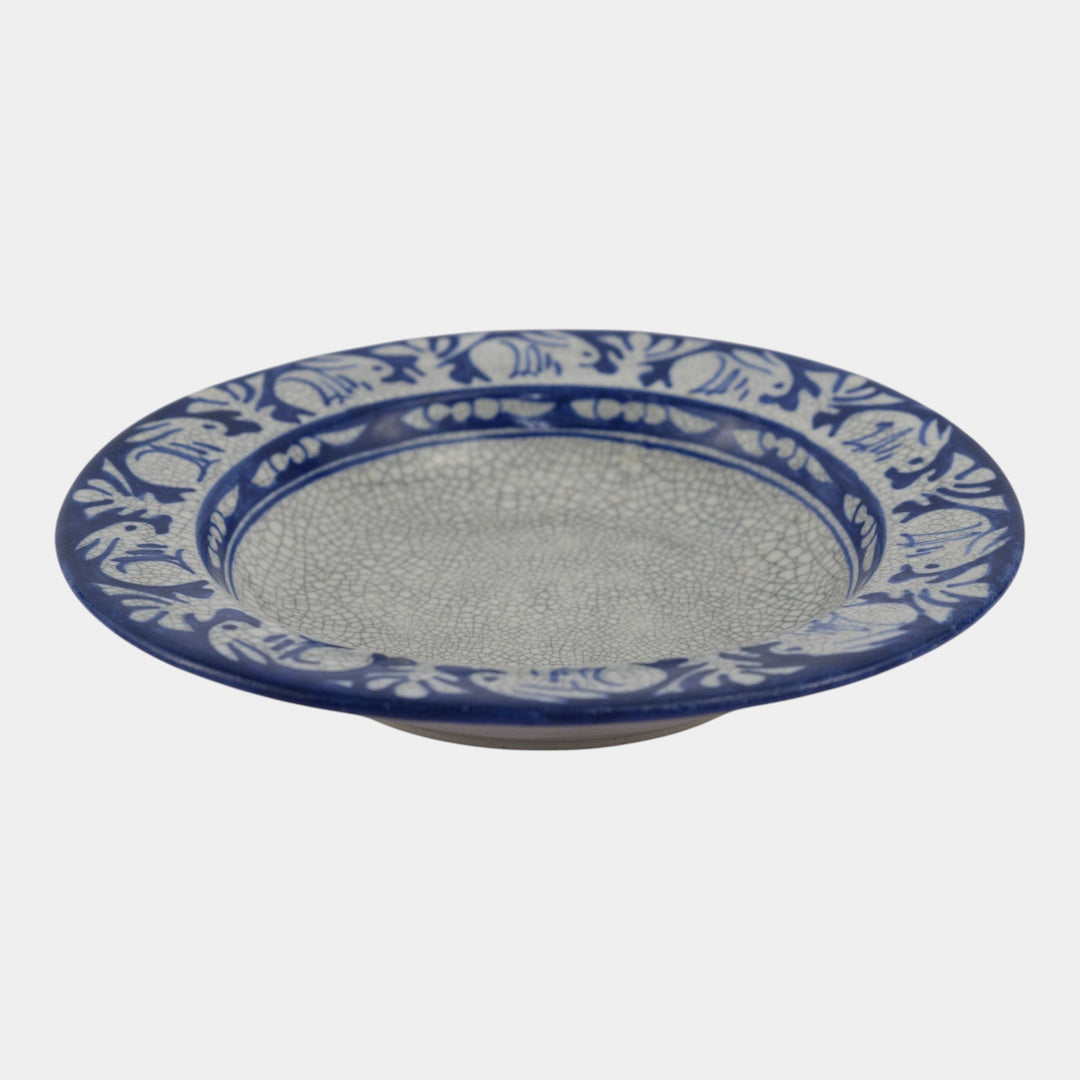 Dedham Pottery 1896-1928 Arts And Crafts Blue Rabbit Large Ceramic Serving Bowl - Just Art Pottery