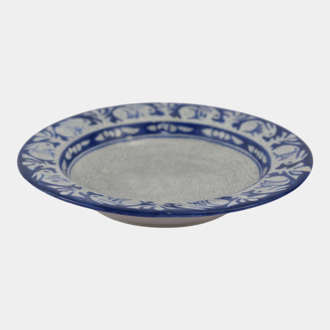Dedham Pottery 1896-1928 Arts And Crafts Blue Rabbit Large Ceramic Serving Bowl - Just Art Pottery