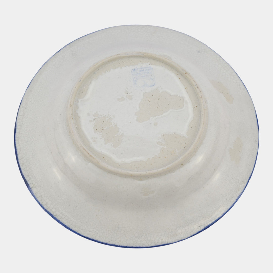 Dedham Pottery 1896-1928 Arts And Crafts Blue Rabbit Large Ceramic Serving Bowl - Just Art Pottery