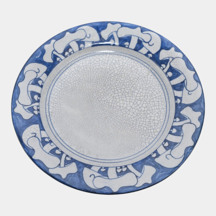 Dedham Pottery 1896-1928 Arts And Crafts Pottery Blue French Mushroom Plate - Just Art Pottery