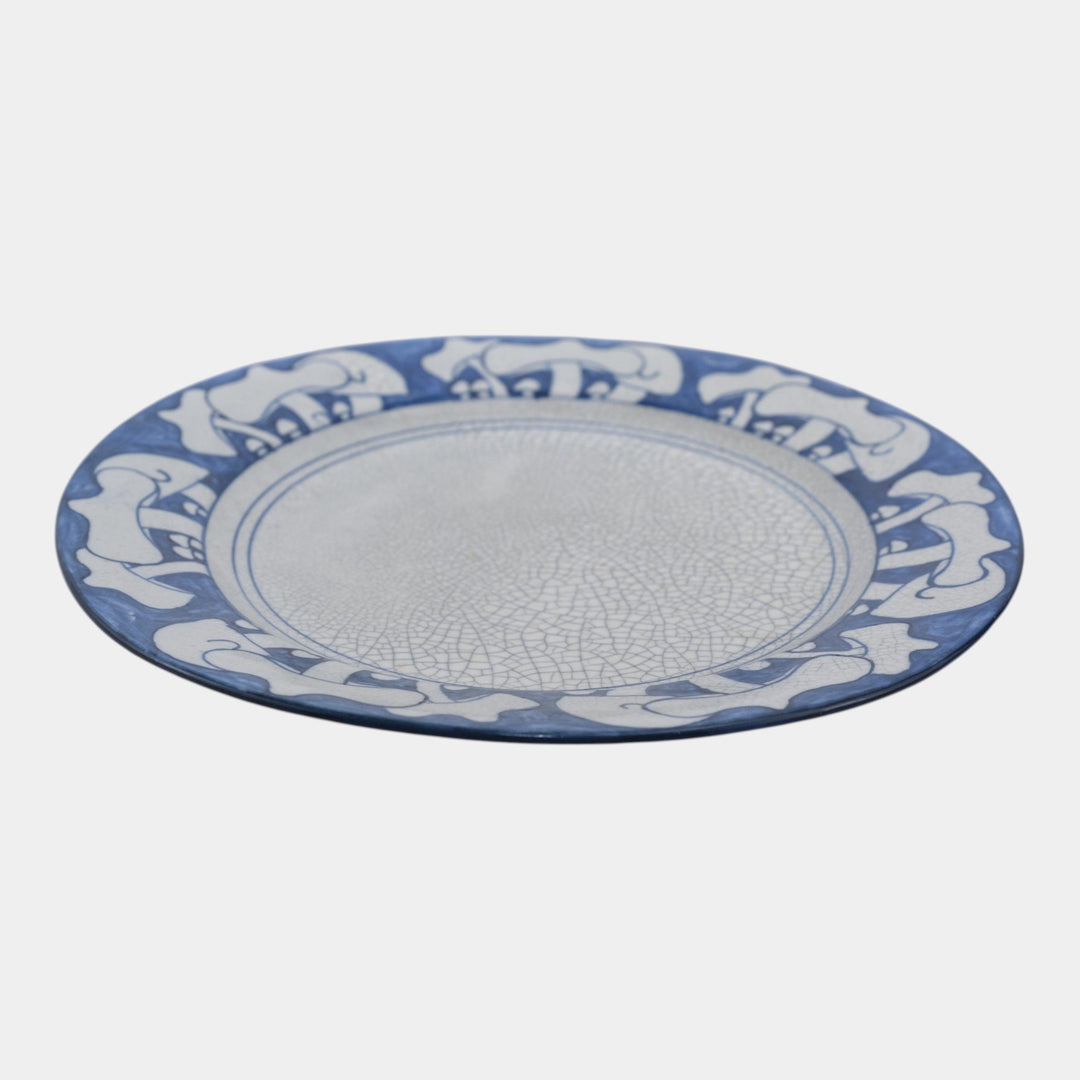 Dedham Pottery 1896-1928 Arts And Crafts Pottery Blue French Mushroom Plate - Just Art Pottery