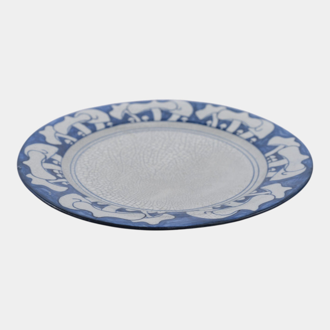 Dedham Pottery 1896-1928 Arts And Crafts Pottery Blue French Mushroom Plate - Just Art Pottery