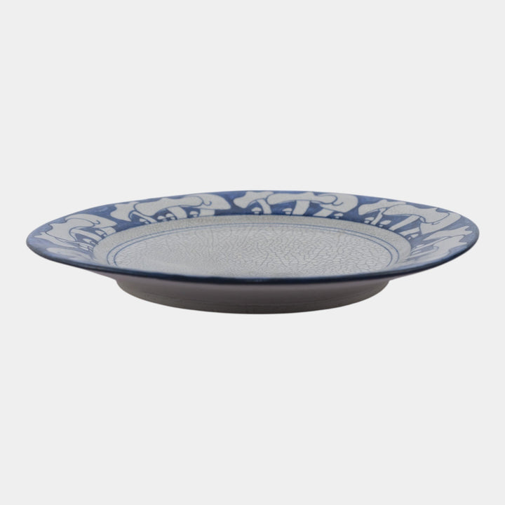 Dedham Pottery 1896-1928 Arts And Crafts Pottery Blue French Mushroom Plate - Just Art Pottery
