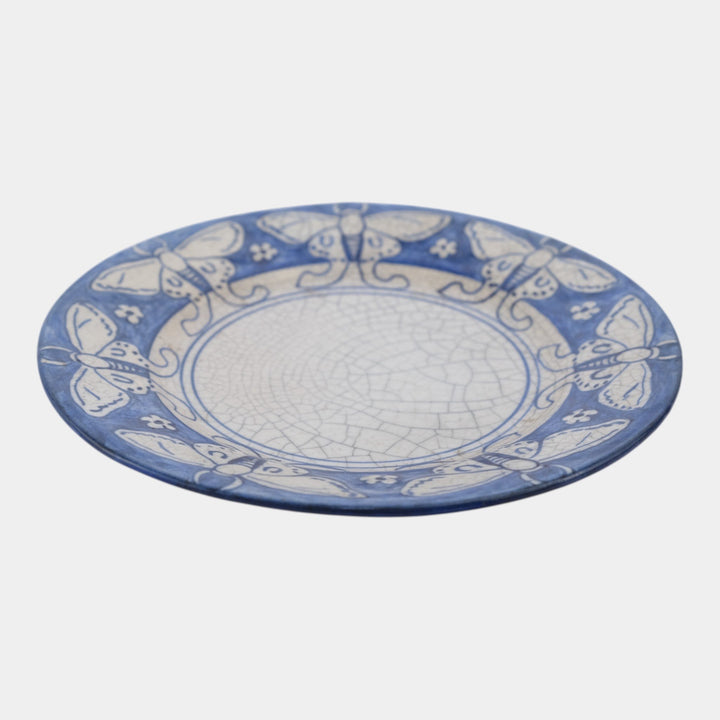 Dedham Pottery 1896-1928 Arts And Crafts Pottery Blue Luna Moth Ceramic Plate - Just Art Pottery