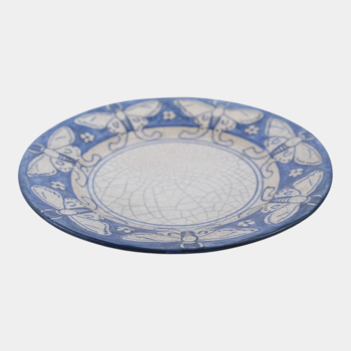 Dedham Pottery 1896-1928 Arts And Crafts Pottery Blue Luna Moth Ceramic Plate - Just Art Pottery