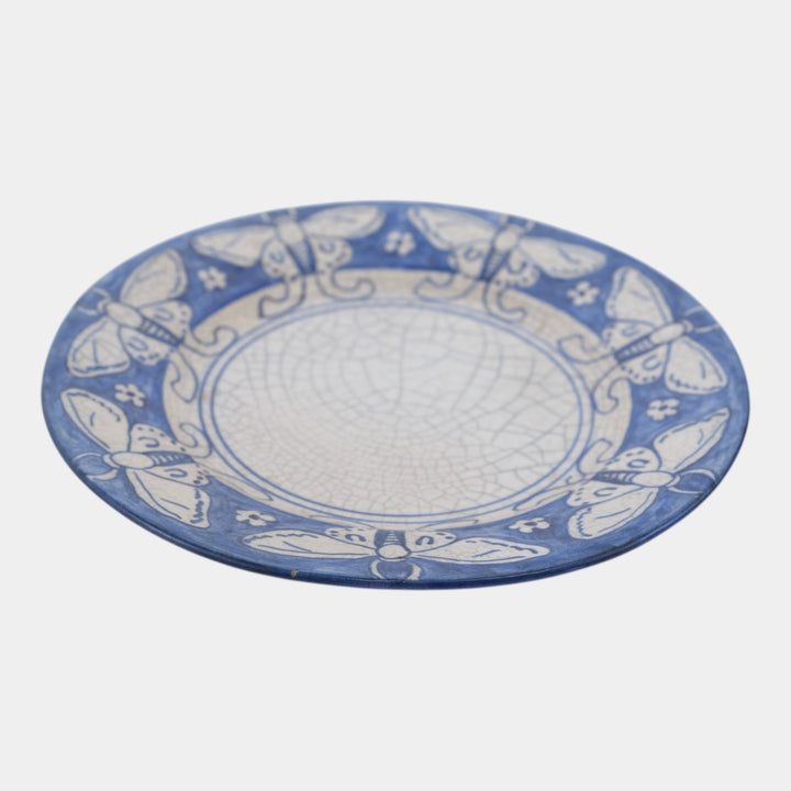 Dedham Pottery 1896-1928 Arts And Crafts Pottery Blue Luna Moth Ceramic Plate - Just Art Pottery
